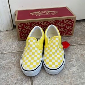 Vans classic slip on yellow checkerboard
